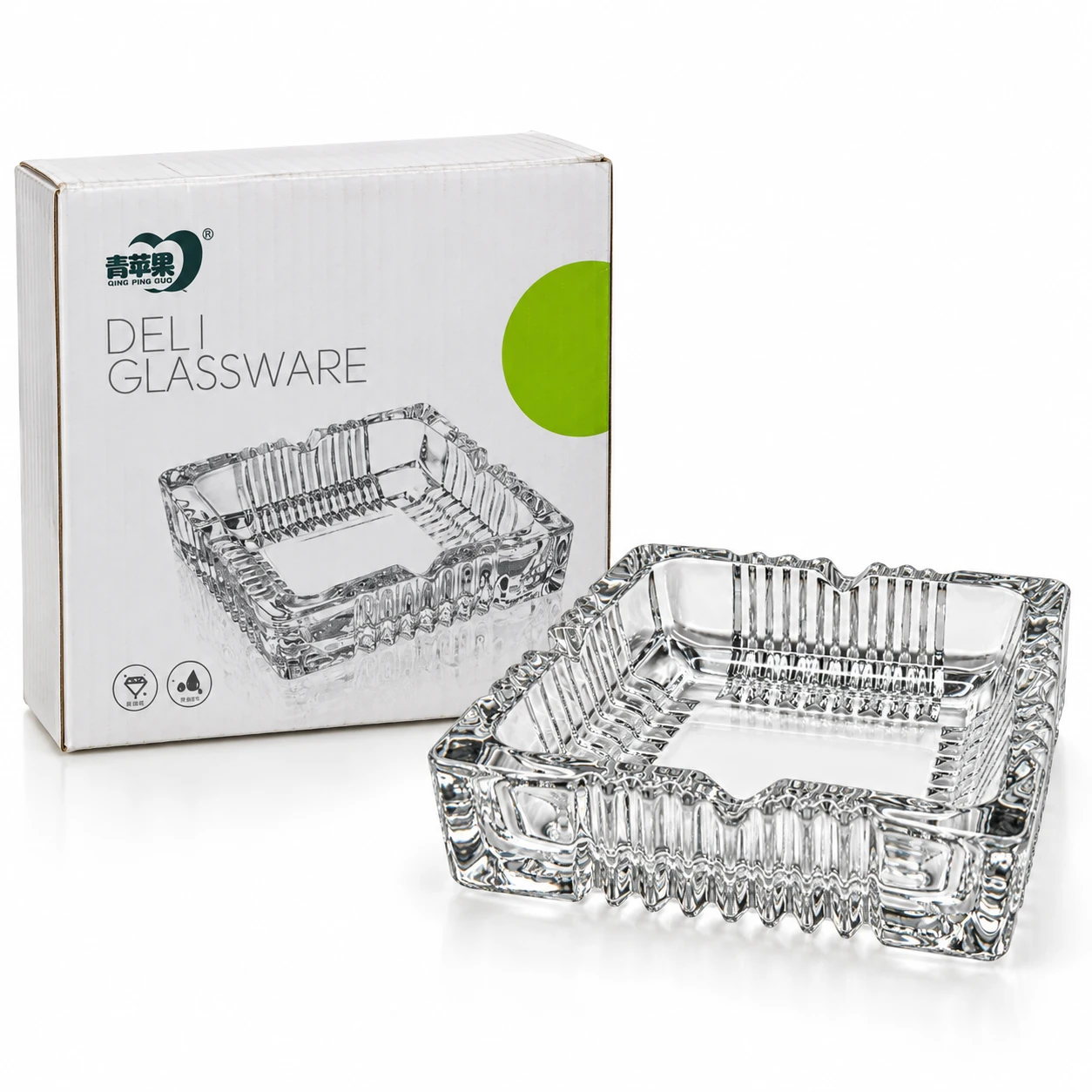Premium Square Crystal Glass Ashtray - view 2